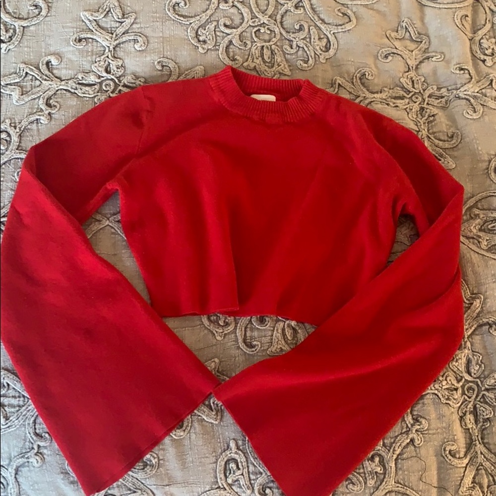 Red long sleeve crop top